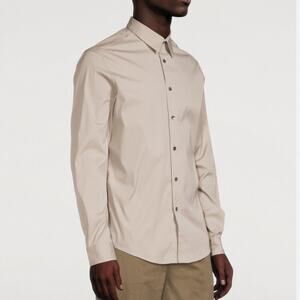 NWT Frame Men's Stretch Poplin Shirt in Canvas Beige